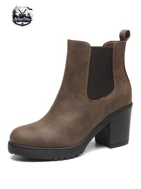 Women's Low Heel Platform Chunky Ankle Boots Chelsea Booties